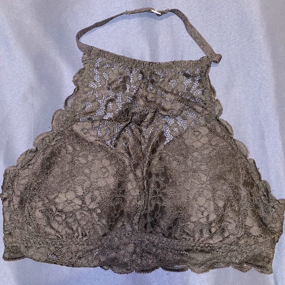 Hollister Gilly Hicks Halter High Neck Choker Floral Lace Padded Bralette